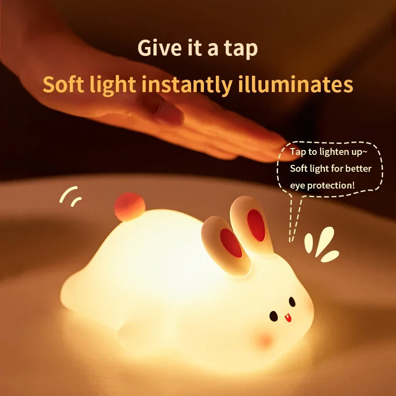 Cute Rabbit Silicone Lamp Soft Touch Night Light