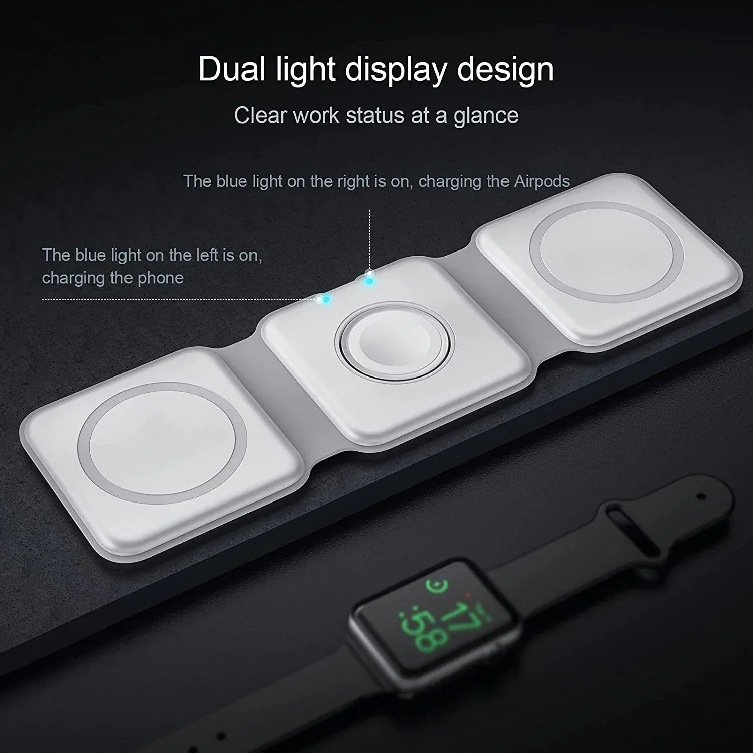3in1 Folded transparent magnetic wireless charging
