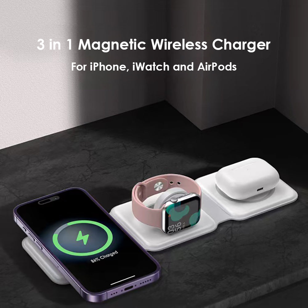 3in1 Folded transparent magnetic wireless charging